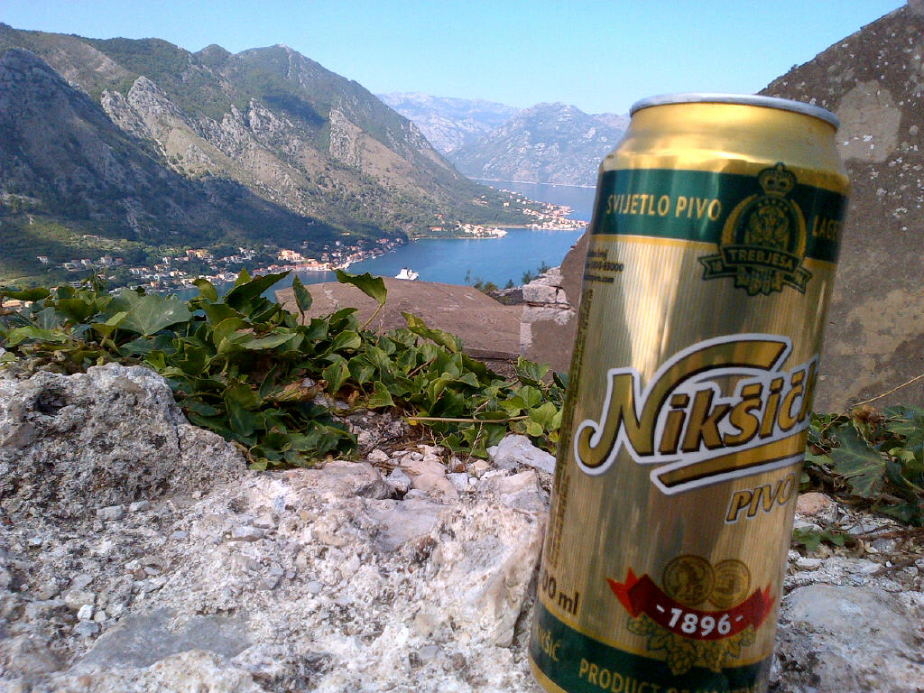 IMAGE5.jpg Obligatory beer shot on top of the fort in Kotor