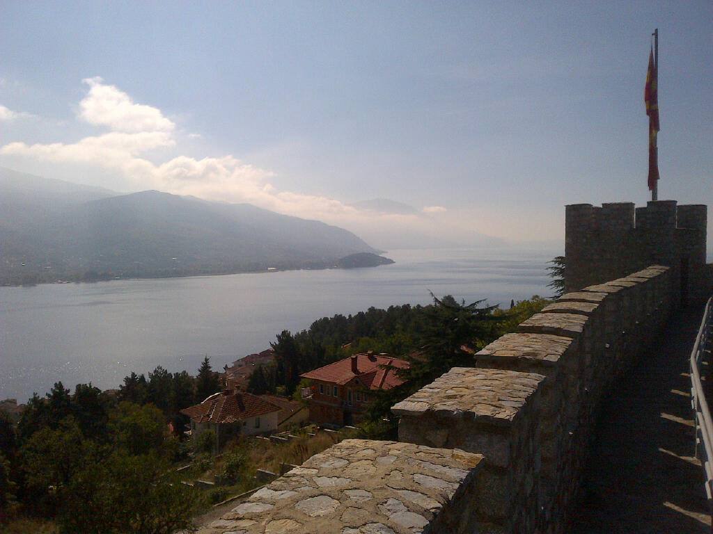 IMAGE9.jpg On top of the Fort in Ohrid with the lake behind